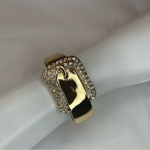 Gold tone metallic buckle detail with rhinestones cuff bracelet
